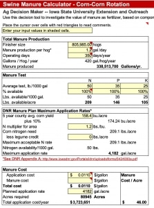 Swine Manure Calculator for Upper Wapsi River Watershed