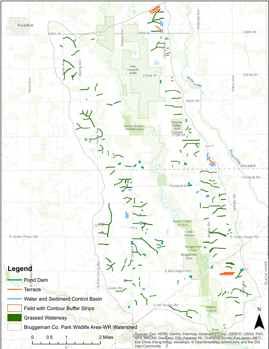 Iowa BMP Existing Practice Map for Bruggeman County Park-Wapsipinicon River Watershed